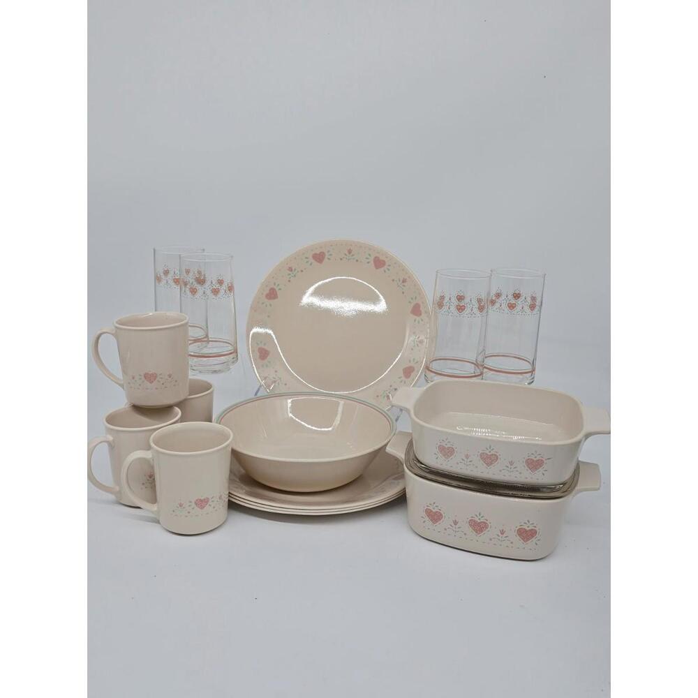 Corelle/Corningware Forever Yours 18-Pc Dinnerware Set  Made In USA 1980's #5